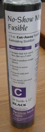 No-Show Mesh Fusible Black 1.5oz Cut-Away Fusible Embroidery