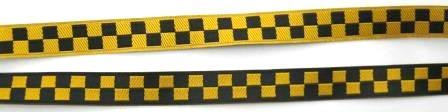 Checkerboard Black/Yellow Ribbon 3/8" (10mm)