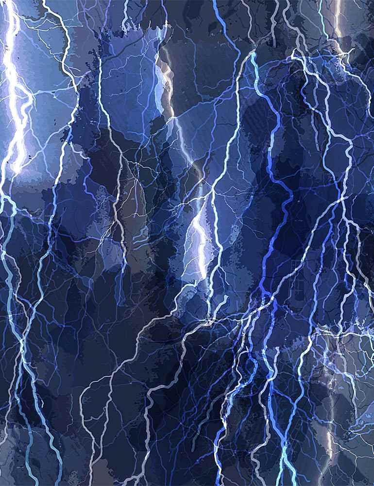 NIGHT.C8410 Blue Crackling Lightning Bolts