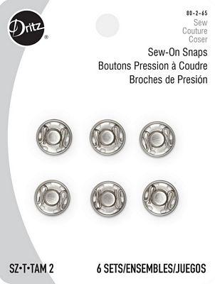 Dritzr Nickel Plated Sew-on Snaps Size 2 6/pkg 
