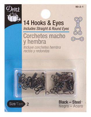 Dritz Hooks & Eyes Black 14ct. size 2