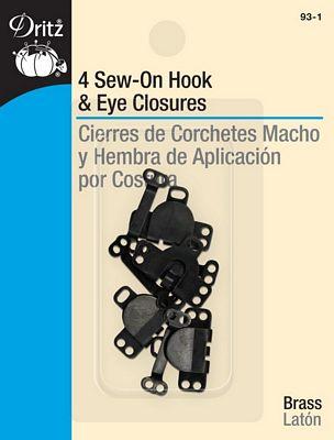 Dritz Sew-On Hook and Eye Closures Black 4ct. (D93-1)