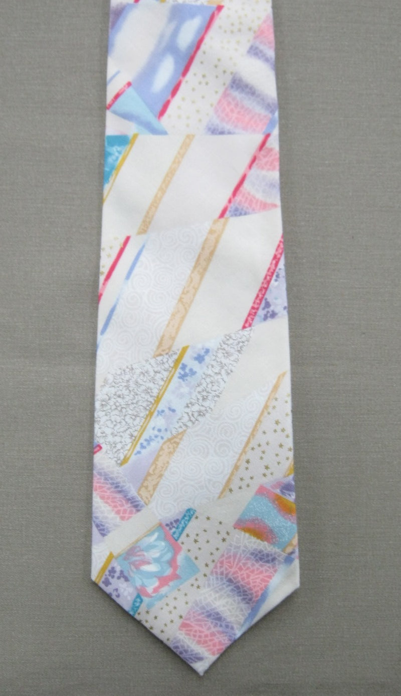 Tie - Cream Crazy Quilt Style