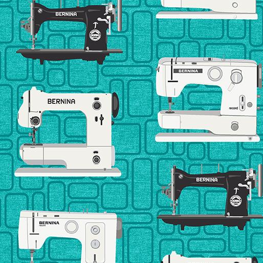 0227984B Teal Bernina Vintage Machines - Bernina Exclusive Prints