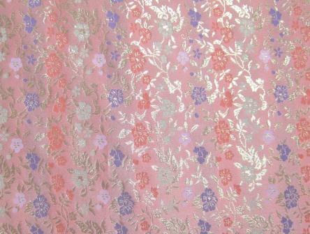 AH.7500.10 Pink & Gold Floral Polyester Obi 27"