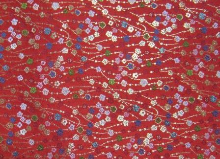 AH.7500.13 Red Mini Flowers Polyester Obi 27"