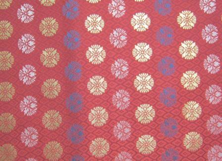 AH.7500.14 Red Flower Rows - Polyester Obi 27"