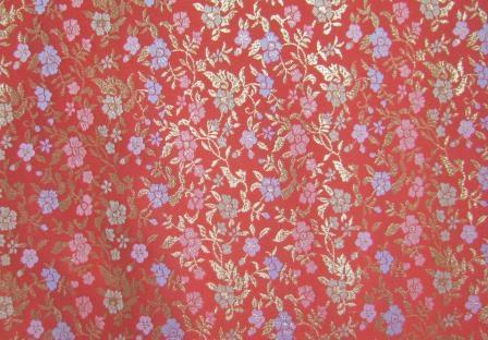 AH.7500.15 Red & Gold Floral Polyester Obi 27"