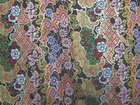 AH.7500.18lack Patterned Clouds Polyester Obi 27"