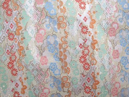 AH.7500.1 Tan Patterned Clouds Polyester Obi 27"