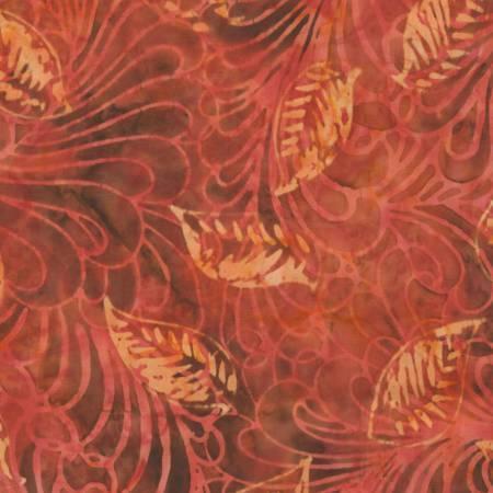 Tonga.B4390 Red Leaf Etching Batik