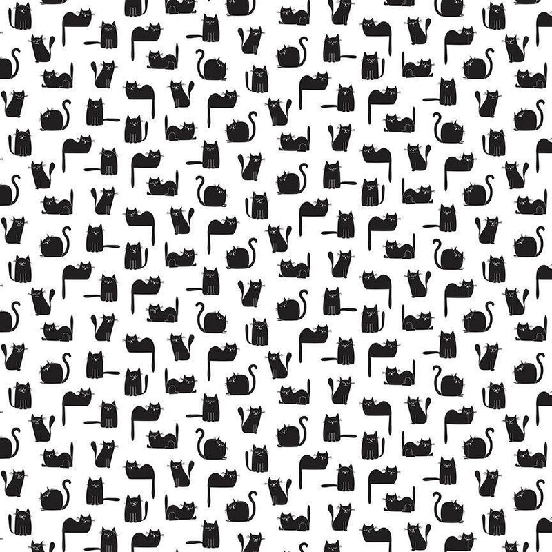 CD2572-White Tossed Black Cats - Smitten Kitten