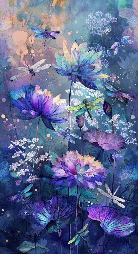 CD3891-Multi Panel 24" - Dragonfly Mist