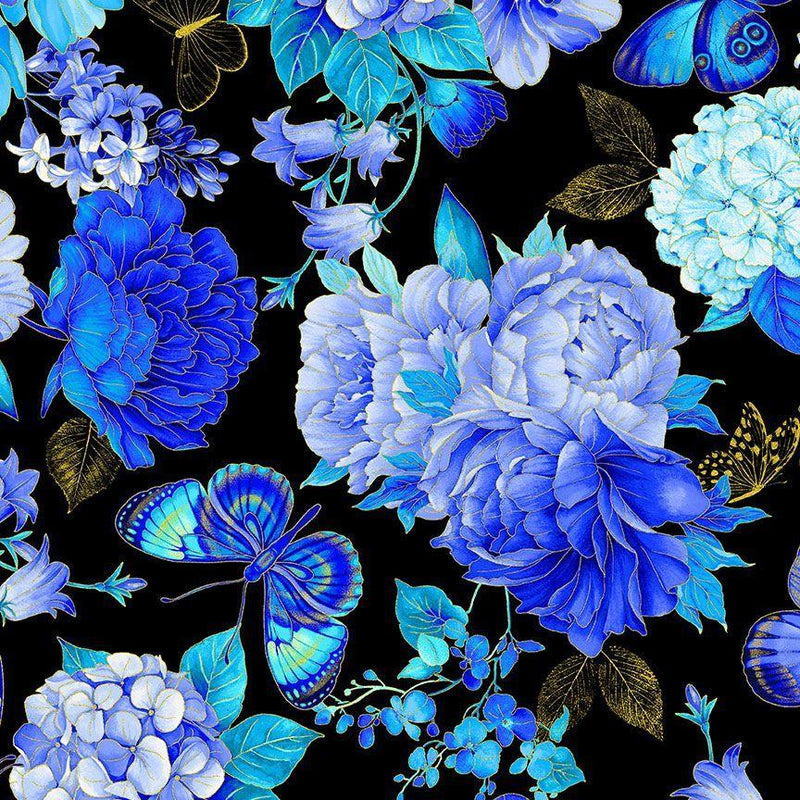 CM3791 Blk Butterfly Floral Metallic - Escapade