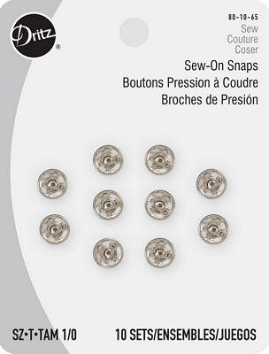 Sew-on Snaps -  Nickel 10ct Size 1/0 (D80N-1/0)