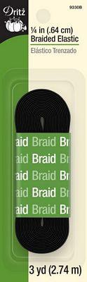 Black Braided Elastic 1/4" x 3yd (9330B)