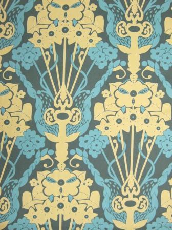 HDAH.0.Teal Nouveau Bouquet - Drawing Room - Lightweight Canvas