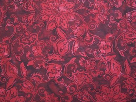 N2809.568 Red Velvet Floral Damask Batik