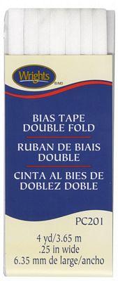 Bias Tape Double Fold 1/4inx4yd White