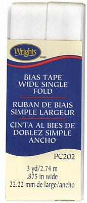 Wide Single Fold Bias Tape White