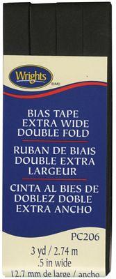 Extra Wide Double Fold Bias Tape 1/2in x 3yds Black