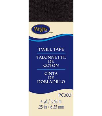 Twill Tape Black 1/4"