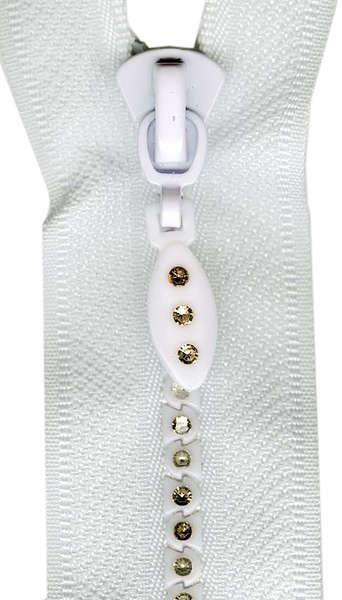 Lorna Crystal Zipper - 22 inch, Closed Bottom Zipper