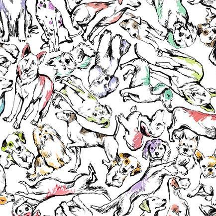 DCX12403-Wht Lounging Dogs - Paws In The Rain
