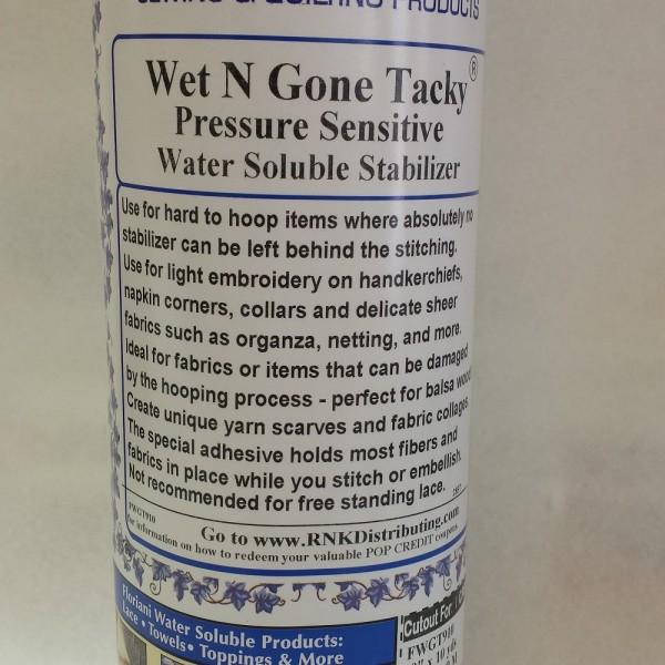 Wet N Gone Tacky Pressure Sensitive Water Soluble Stabilizer 20" x 10yd