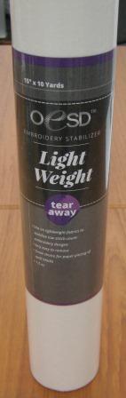 OESD Light Weight Tear Away Embroidery Stabilizer 15" x 10 yards