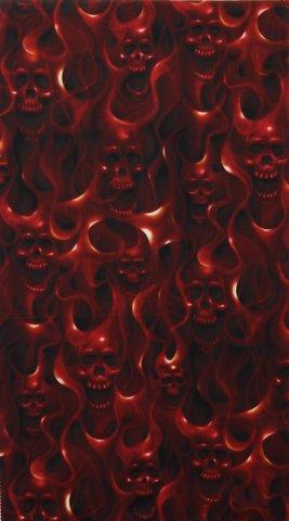 6557C Skulls On Fire Red