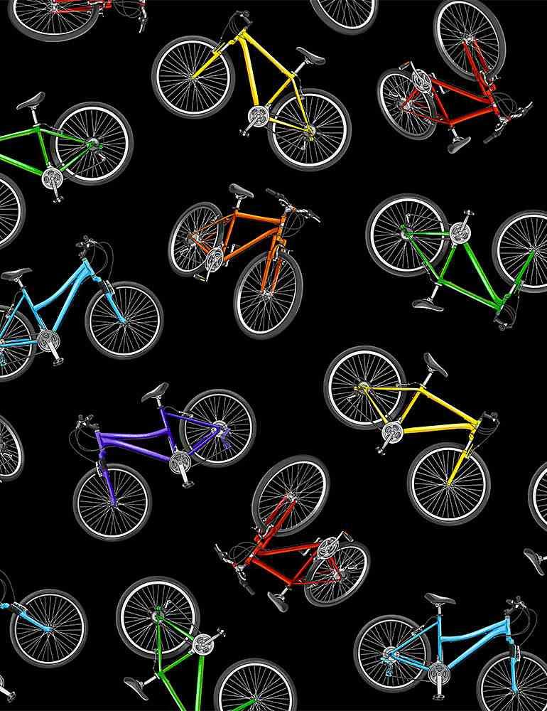 C8772 Blk Tossed Colorful Bicycles
